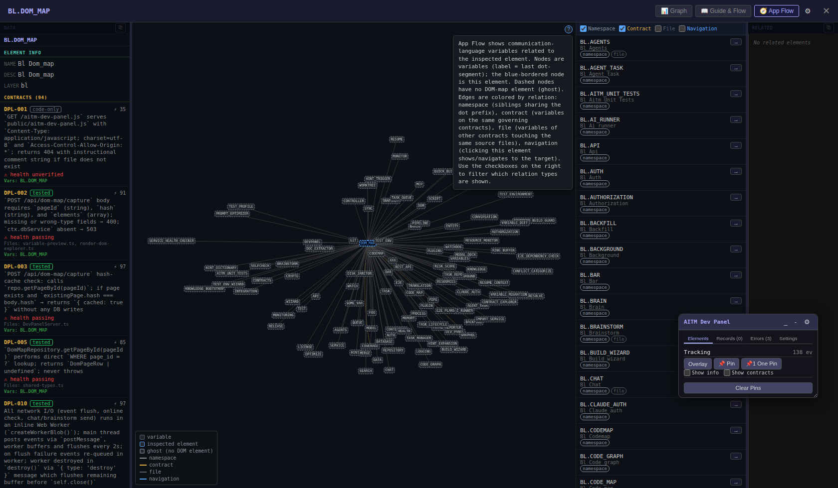 App Flow — the (?) help popover open